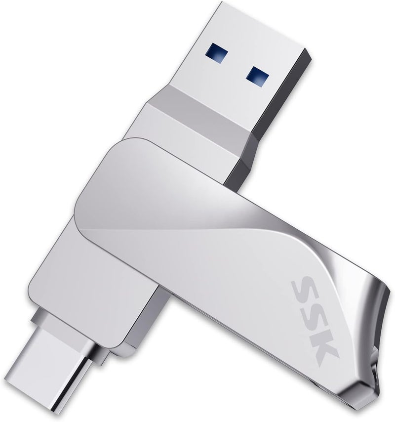SSK ذاكرة فلاش USB C سعة 64 جيجابايت، ذاكرة مزدوجة 2 في 1 OTG USB A 3.2 الجيل 1+ نوع C، ذاكرة فلاش، سرعة نقل تصل إلى 200 ميجابايت/ثانية، ذاكرة صور للهواتف/tablets/Mac/لابتوب - Image 1